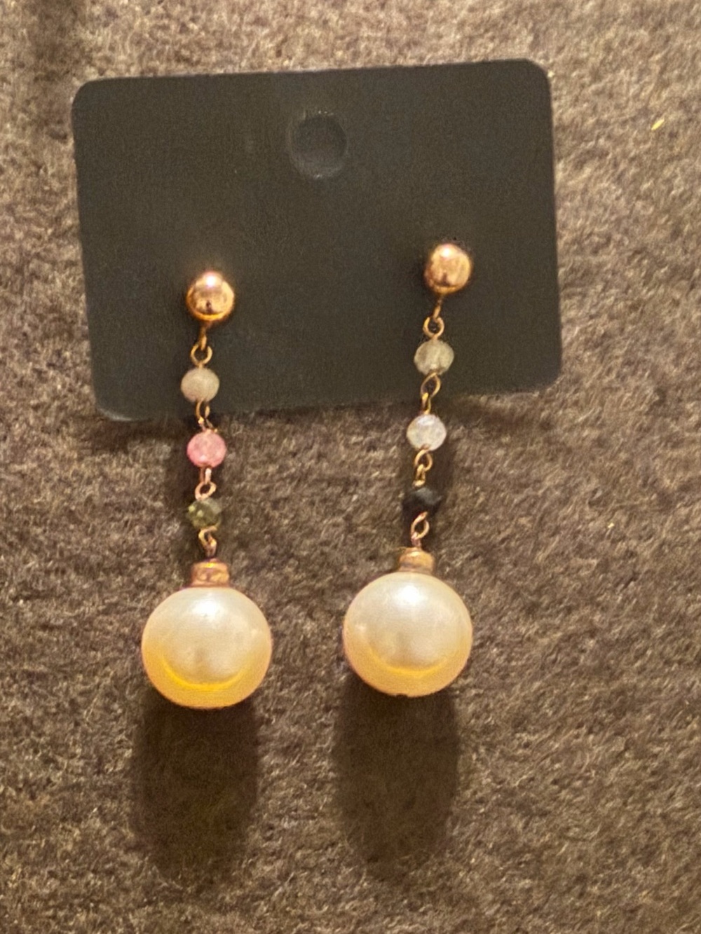 Vintage Joseph Cleary 925 Sterling Pearl & Gemstone Dangle Earrings